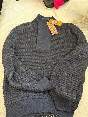Men's Navy Textured Turtleneck Sweater